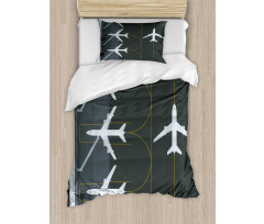 Landed Parked Airplanes Duvet Cover Set