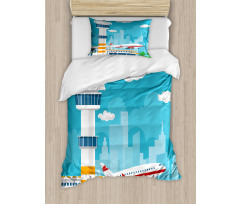 Control Tower and Plane Duvet Cover Set