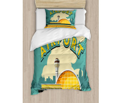 Nostalgic Airport Building Duvet Cover Set