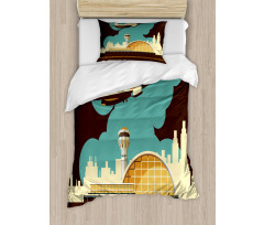 Airfield Plane and City Duvet Cover Set