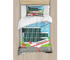 Departure Plane from Runway Duvet Cover Set