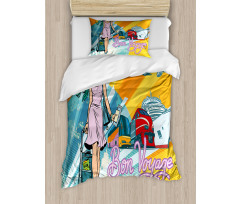 Retro Passenger Woman Art Duvet Cover Set