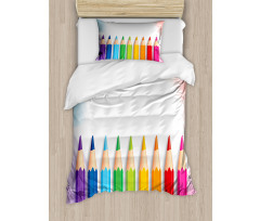 Realistic Colorful Pencils Duvet Cover Set