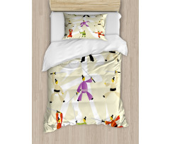 Japanese Martial Art Icons Duvet Cover Set