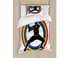 Karate on Rainbow Circle Duvet Cover Set