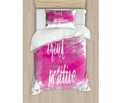 Calligraphy on Pink Duvet Cover Set