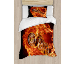 Motorbike in Fire Duvet Cover Set