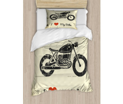 Grunge Flat Motorcycle Duvet Cover Set