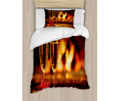 Romantic Champagne Glass Duvet Cover Set