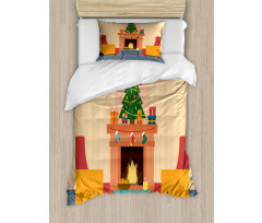 Cartoon Xmas Interior Duvet Cover Set