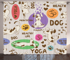 Komilk Perde Yoga Yapan Köpekler Desenli