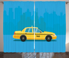 Taxi Perde Arka Planda Gökdelen Silüetleri Taşıma Aracı