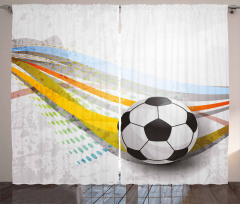 Spor Perde Modern Stilde Futbol Topu Desenli