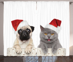 Kedi Köpek Perde Noel Baba Şapkalı Evcil Küçük Hayvanlar 