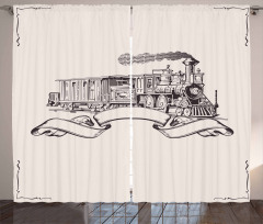 Tren Perde Beyaz Arka Plan Üzerinde Lokomotif Çizimi