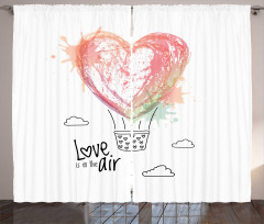 Heart Balloon Love Phrase Curtain