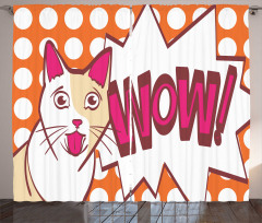 Comic Cat with Wow Lettering Curtain
