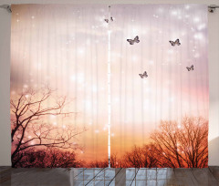 Butterflies Trees Sky Curtain