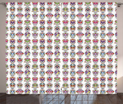 Skulls with Flowers Curtain