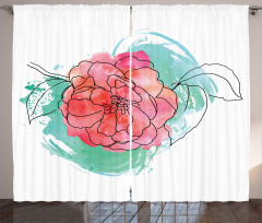 Camellia Grunge Art Curtain
