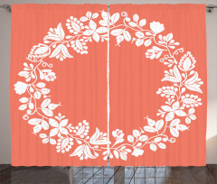 Monochrome Botany Wreath Curtain