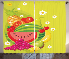 Cartoon Natural Food Daisies Curtain