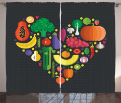 Healthy Eating Natural Heart Curtain