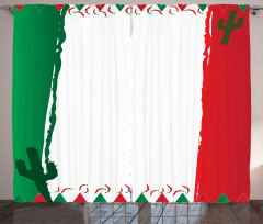 Mexican Colors Flags Cacti Curtain