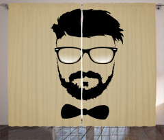 Hipster Boy Silhouette Curtain