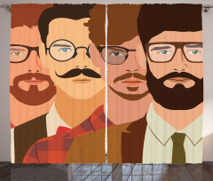 Male Hipster Characters Curtain