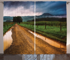 Puddles on Dirt Road Curtain