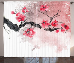 Watercolor Floral Art Curtain