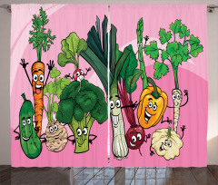 Happy Healthy Food Image Curtain