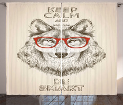 Hipster Wolf Be Smart Curtain