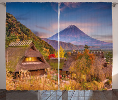 Landscape of Old Village Rural Curtain