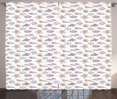 Seashell Sketches Pattern Curtain