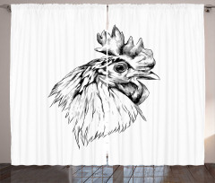 Rooster Head Portrait Curtain