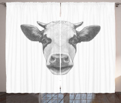 Sketch Portrait of Cow Curtain