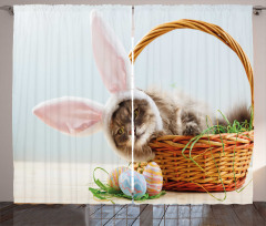 Cat as Easter Rabbit Curtain