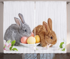 2 Rabbits with Eggs Curtain