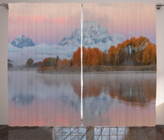 Outdoorsy Pink Sky Forest Curtain