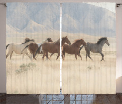 Wild Mustang Horses Art Curtain