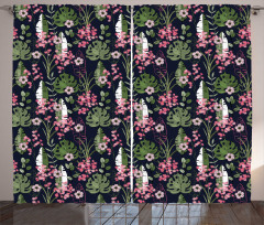 Palm Leaves Flowers Curtain