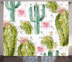 Watercolor Exotic Cactus Curtain