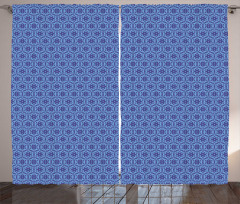 Geometric Items and Flowers Curtain