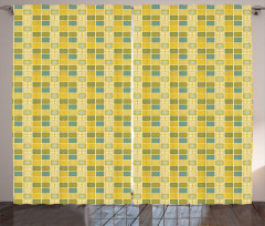 Folkloric Ornate Squares Curtain