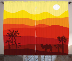 Dessert Scene Camel Trees Curtain