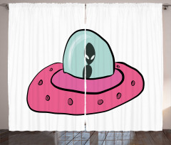 Doodle Style Flying Saucer Curtain