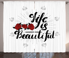 Life is Roses Motif Curtain