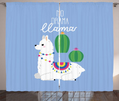 No Drama Llama with Cactus Curtain